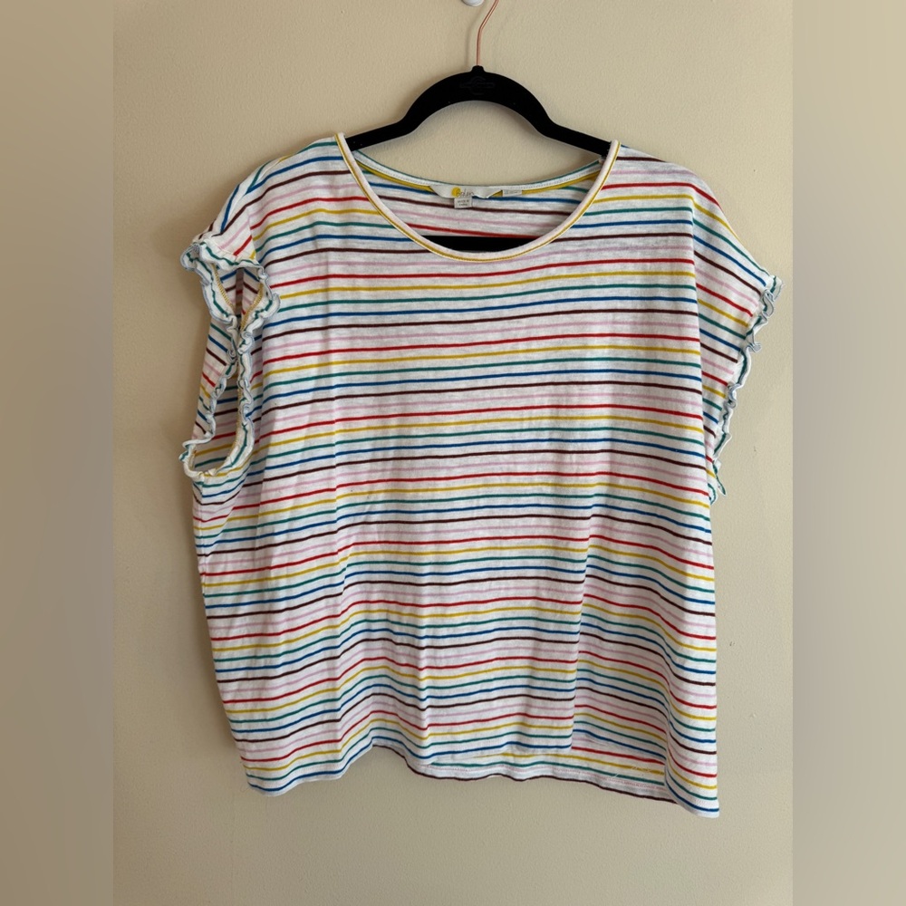 Boden Faye Jersey Top – Rainbow Stripe – Size 16/18
